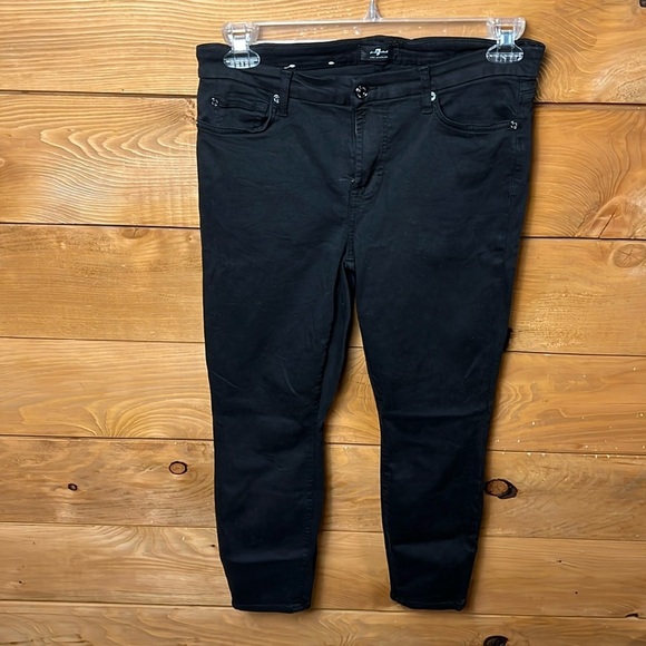 7 FOR ALL MANKIND The Ankle Skinny Jeans Women's 8P Black stretch streetwear Y2K - Picture 1 of 12